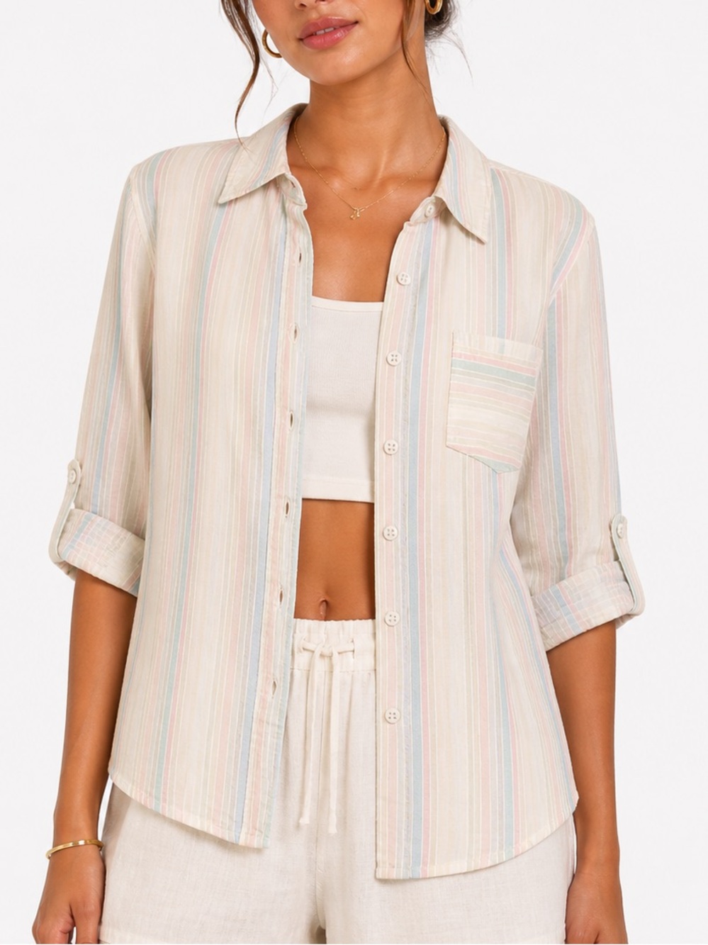 Style & Co. Pastel Striped Button-Down Shirt